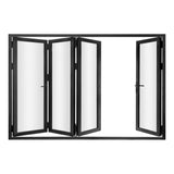 KaMic 120" x 80" 4 Panels Alumnium Folding Door in Black, One Door Right Swing Out Three Door Folded from Left to Right Model #: FD4PBK12080-LR