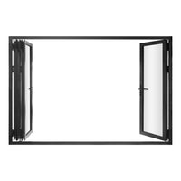 KaMic 120" x 80" 4 Panels Alumnium Folding Door in Black, One Door Right Swing Out Three Door Folded from Left to Right Model #: FD4PBK12080-LR