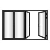 KaMic Versa-Fold 120" x 80" 4 Panels Alumnium Folding Door in Black, One Door Right Swing Out Three Door Folded from Left to Right Model #: FD4PBK12080-LR