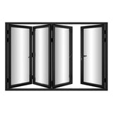 KaMic Versa-Fold 120" x 80" 4 Panels Alumnium Folding Door in Black, One Door Right Swing Out Three Door Folded from Left to Right Model #: FD4PBK12080-LR