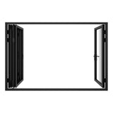 KaMic Versa-Fold 120" x 80" 4 Panels Alumnium Folding Door in Black, One Door Right Swing Out Three Door Folded from Left to Right Model #: FD4PBK12080-LR