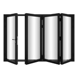 KaMic Versa-Fold 120" x 80" 4 Panels Alumnium Folding Door in Black, One Door Right Swing Out Three Door Folded from Left to Right Model #: FD4PBK12080-LR