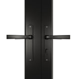 KaMic Versa-Fold 120" x 80" 4 Panels Alumnium Folding Door in Black, One Door Right Swing Out Three Door Folded from Left to Right Model #: FD4PBK12080-LR
