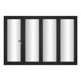 KaMic Versa-Fold 120" x 80" 4 Panels Alumnium Folding Door in Black, One Door Right Swing Out Three Door Folded from Left to Right Model #: FD4PBK12080-LR