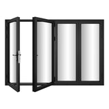 KaMic Versa-Fold 120" x 80" 4 Panels Alumnium Folding Door in Black, One Door Right Swing Out Three Door Folded from Left to Right Model #: FD4PBK12080-LR