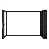 KaMic Versa-Fold 120" x 80" 4 Panels Alumnium Folding Door in Black, One Door Right Swing Out Three Door Folded from Left to Right Model #: FD4PBK12080-LR
