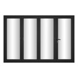 KaMic Versa-Fold 120" x 80" 4 Panels Alumnium Folding Door in Black, One Door Right Swing Out Three Door Folded from Left to Right Model #: FD4PBK12080-LR