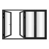 KaMic Versa-Fold 120" x 80" 4 Panels Alumnium Folding Door in Black, One Door Right Swing Out Three Door Folded from Right to Left Model #: FD4PBK12080-RL