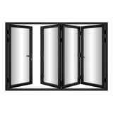 KaMic Versa-Fold 120" x 80" 4 Panels Alumnium Folding Door in Black, One Door Right Swing Out Three Door Folded from Right to Left Model #: FD4PBK12080-RL