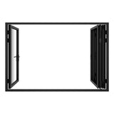 KaMic Versa-Fold 120" x 80" 4 Panels Alumnium Folding Door in Black, One Door Right Swing Out Three Door Folded from Right to Left Model #: FD4PBK12080-RL