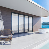 KaMic Versa-Fold 120" x 80" 4 Panels Alumnium Folding Door in Black, One Door Right Swing Out Three Door Folded from Right to Left Model #: FD4PBK12080-RL