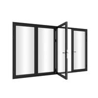 KaMic 120" x 80" 4 Panels Alumnium Folding Door in Black, One Door Right Swing Out Three Door Folded from Right to Left Model #: FD4PBK12080-RL