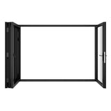 KaMic Versa-Fold 120" x 80" 4 Panels Alumnium Folding Door in Black, One Door Right Swing Out Three Door Folded from Right to Left Model #: FD4PBK12080-RL