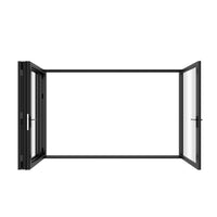 KaMic 120" x 80" 4 Panels Alumnium Folding Door in Black, One Door Right Swing Out Three Door Folded from Right to Left Model #: FD4PBK12080-RL