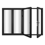 KaMic Versa-Fold 120" x 80" 4 Panels Alumnium Folding Door in Black, One Door Right Swing Out Three Door Folded from Right to Left Model #: FD4PBK12080-RL