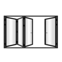 KaMic 120" x 96" 4 Panels Alumnium Folding Door in Black, One Door Right Swing Out Three Door Folded from Left to Right Model #: FD4PBK12096-LR