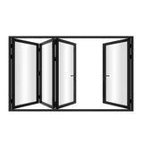 KaMic 120" x 96" 4 Panels Alumnium Folding Door in Black, One Door Right Swing Out Three Door Folded from Left to Right Model #: FD4PBK12096-LR