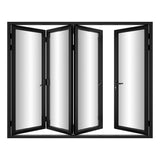 KaMic Versa-Fold 120" x 96" 4 Panels Alumnium Folding Door in Black, One Door Right Swing Out Three Door Folded from Left to Right Model #: FD4PBK12096-LR