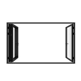 KaMic 120" x 96" 4 Panels Alumnium Folding Door in Black, One Door Right Swing Out Three Door Folded from Left to Right Model #: FD4PBK12096-LR