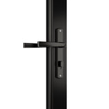 KaMic Versa-Fold 120" x 96" 4 Panels Alumnium Folding Door in Black, One Door Right Swing Out Three Door Folded from Left to Right Model #: FD4PBK12096-LR