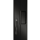 KaMic Versa-Fold 120" x 96" 4 Panels Alumnium Folding Door in Black, One Door Right Swing Out Three Door Folded from Left to Right Model #: FD4PBK12096-LR