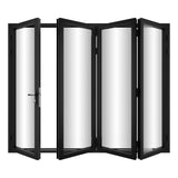 KaMic Versa-Fold 120" x 96" 4 Panels Alumnium Folding Door in Black, One Door Right Swing Out Three Door Folded from Left to Right Model #: FD4PBK12096-LR