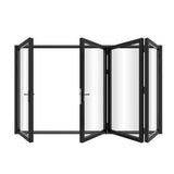 KaMic 120" x 96" 4 Panels Alumnium Folding Door in Black, One Door Right Swing Out Three Door Folded from Left to Right Model #: FD4PBK12096-LR