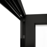 KaMic Versa-Fold 120" x 96" 4 Panels Alumnium Folding Door in Black, One Door Right Swing Out Three Door Folded from Left to Right Model #: FD4PBK12096-LR