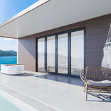 KaMic Versa-Fold 120" x 96" 4 Panels Alumnium Folding Door in Black, One Door Right Swing Out Three Door Folded from Left to Right Model #: FD4PBK12096-LR