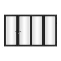 KaMic 120" x 96" 4 Panels Alumnium Folding Door in Black, One Door Right Swing Out Three Door Folded from Left to Right Model #: FD4PBK12096-LR