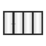 KaMic 120" x 96" 4 Panels Alumnium Folding Door in Black, One Door Right Swing Out Three Door Folded from Left to Right Model #: FD4PBK12096-LR