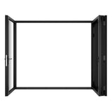 KaMic Versa-Fold 120" x 96" 4 Panels Alumnium Folding Door in Black, One Door Right Swing Out Three Door Folded from Left to Right Model #: FD4PBK12096-LR