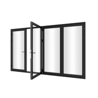 KaMic 120" x 96" 4 Panels Alumnium Folding Door in Black, One Door Right Swing Out Three Door Folded from Left to Right Model #: FD4PBK12096-LR