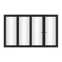 KaMic 120" x 96" 4 Panels Alumnium Folding Door in Black, One Door Right Swing Out Three Door Folded from Left to Right Model #: FD4PBK12096-LR