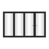 KaMic 120" x 96" 4 Panels Alumnium Folding Door in Black, One Door Right Swing Out Three Door Folded from Left to Right Model #: FD4PBK12096-LR