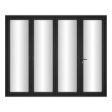 KaMic Versa-Fold 120" x 96" 4 Panels Alumnium Folding Door in Black, One Door Right Swing Out Three Door Folded from Left to Right Model #: FD4PBK12096-LR