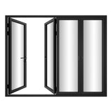 KaMic Versa-Fold 120" x 96" 4 Panels Alumnium Folding Door in Black, One Door Right Swing Out Three Door Folded from Right to Left Model #: FD4PBK12096-RL