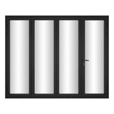 KaMic Versa-Fold 120" x 96" 4 Panels Alumnium Folding Door in Black, One Door Right Swing Out Three Door Folded from Right to Left Model #: FD4PBK12096-RL