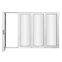 KaMic 120" x 80" 4 Panels Aluminum Folding Door In White, One Door Right Swing Out Three Door Folded From Left To Right Model #: FD4PWH12080-LR