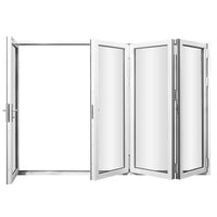 KaMic 120" x 80" 4 Panels Aluminum Folding Door In White, One Door Right Swing Out Three Door Folded From Left To Right Model #: FD4PWH12080-LR