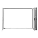 KaMic 120" x 80" 4 Panels Aluminum Folding Door In White, One Door Right Swing Out Three Door Folded From Left To Right Model #: FD4PWH12080-LR