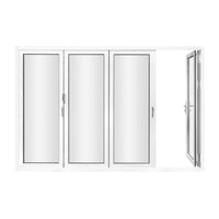 KaMic 120" x 80" 4 Panels Aluminum Folding Door In White, One Door Right Swing Out Three Door Folded From Left To Right Model #: FD4PWH12080-LR