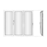 KaMic 120" x 80" 4 Panels Aluminum Folding Door In White, One Door Right Swing Out Three Door Folded From Left To Right Model #: FD4PWH12080-LR