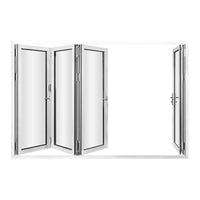 KaMic 120" x 80" 4 Panels Aluminum Folding Door In White, One Door Right Swing Out Three Door Folded From Left To Right Model #: FD4PWH12080-LR