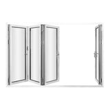 KaMic 120" x 80" 4 Panels Aluminum Folding Door In White, One Door Right Swing Out Three Door Folded From Left To Right Model #: FD4PWH12080-LR