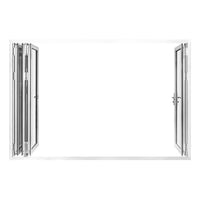 KaMic 120" x 80" 4 Panels Aluminum Folding Door In White, One Door Right Swing Out Three Door Folded From Left To Right Model #: FD4PWH12080-LR