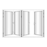 KaMic Versa-Fold 120" x 80" 4 Panels Aluminum Folding Door In White, One Door Right Swing Out Three Door Folded From Left To Right Model #: FD4PWH12080-LR