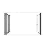 KaMic Versa-Fold 120" x 80" 4 Panels Aluminum Folding Door In White, One Door Right Swing Out Three Door Folded From Left To Right Model #: FD4PWH12080-LR