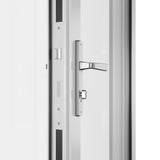 KaMic Versa-Fold 120" x 80" 4 Panels Aluminum Folding Door In White, One Door Right Swing Out Three Door Folded From Left To Right Model #: FD4PWH12080-LR