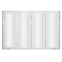 KaMic 120" x 80" 4 Panels Aluminum Folding Door In White, One Door Right Swing Out Three Door Folded From Left To Right Model #: FD4PWH12080-LR